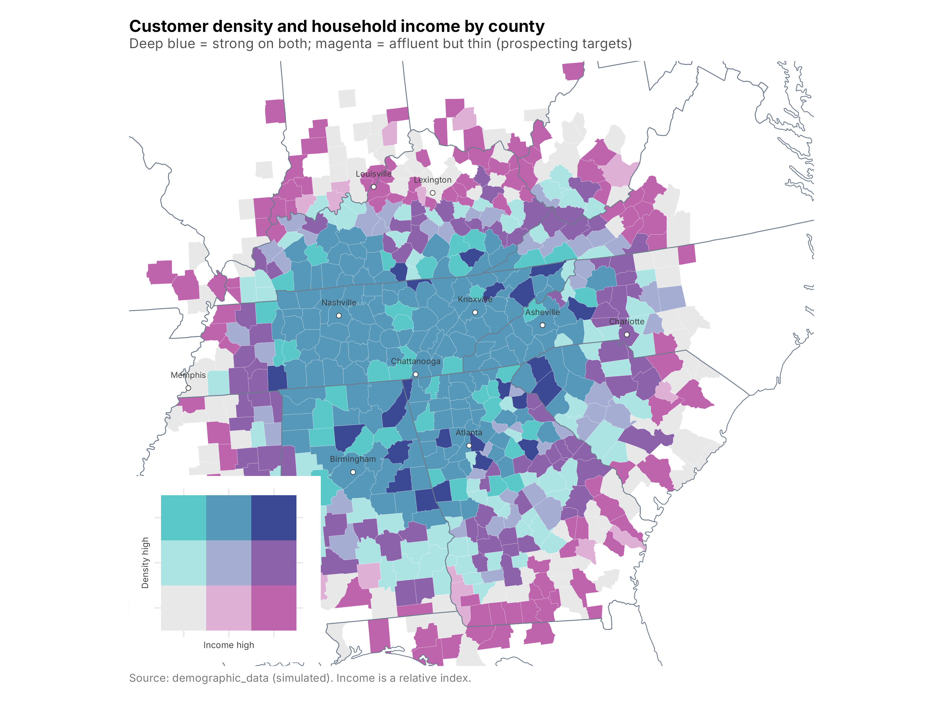 Customer density and household income together